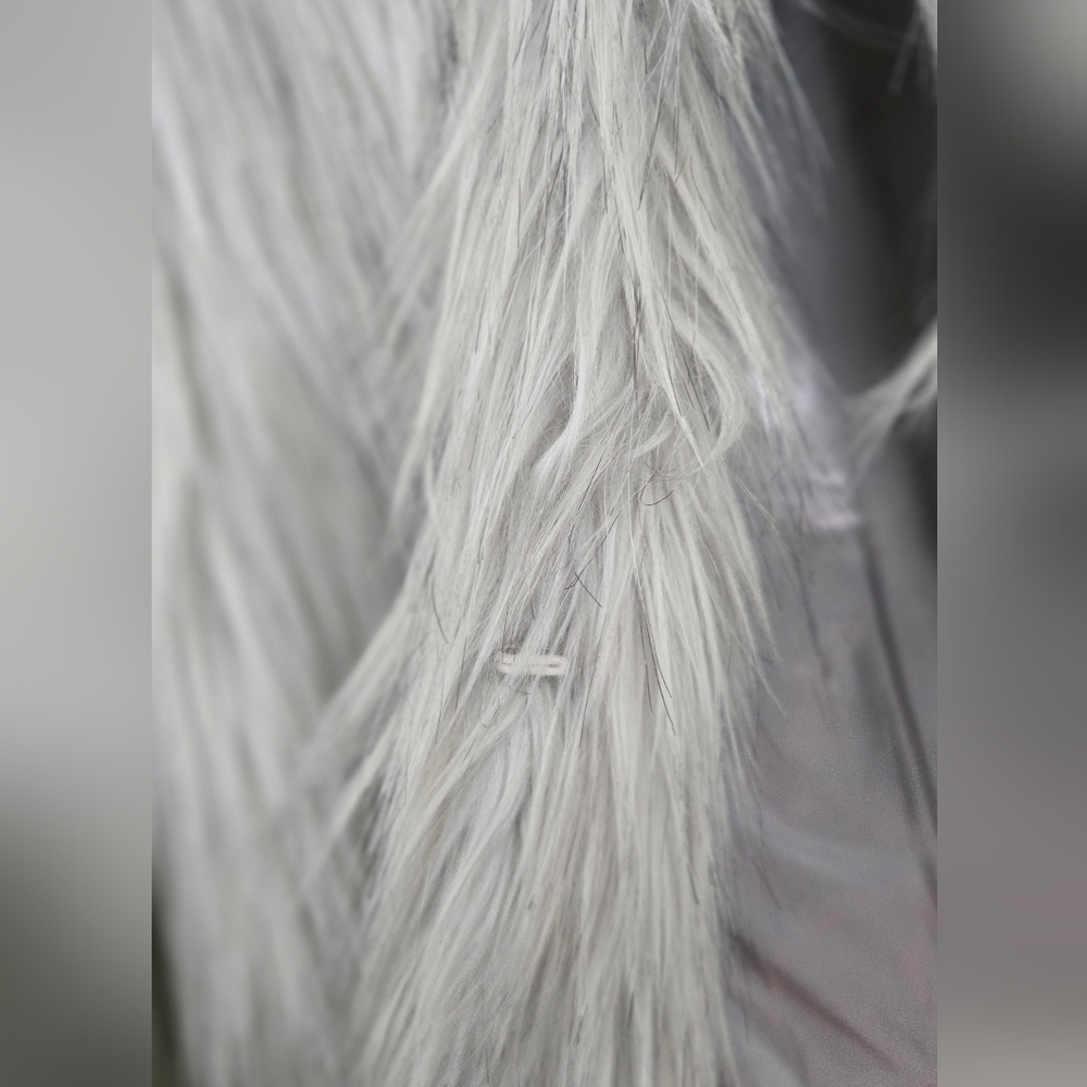 Topshop Faux Fur Grey Shag Coat Jacket Grey White - Picture 2 of 10